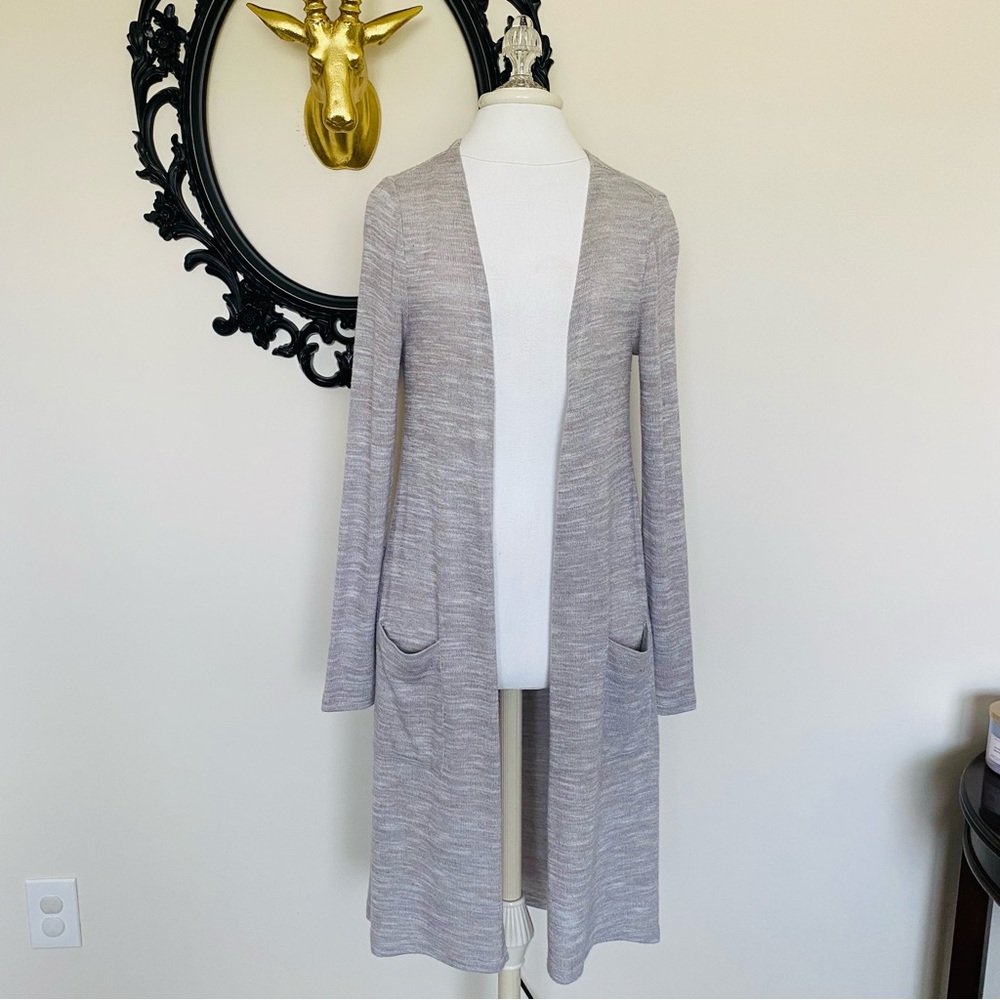 Others Follow Light Heather Gray Long Open Cardigan